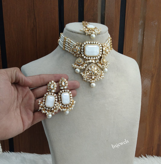 White Kundan Choker Jewellery Gurleen Sets