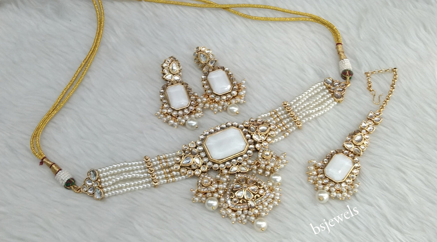 White Kundan Choker Jewellery Gurleen Sets