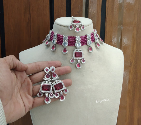 Magenta Choker Jewellery Nova  Sets