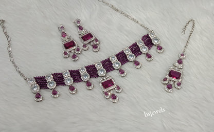 Magenta Choker Jewellery Nova  Sets