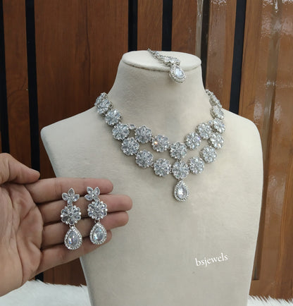 Silver White Necklace Lvla sets