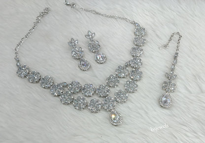 Silver White Necklace Lvla sets
