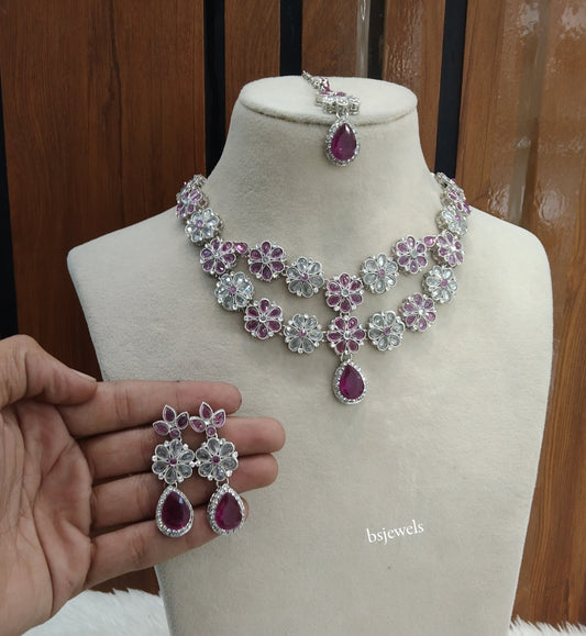 Silver Lavender Necklace Lvla sets