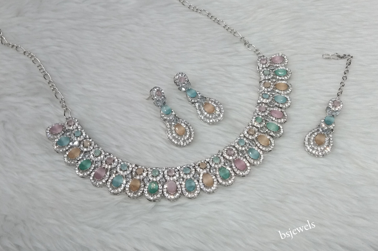 Silver Multi Color Necklace Eden sets