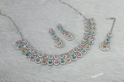Silver Multi Color Necklace Eden sets