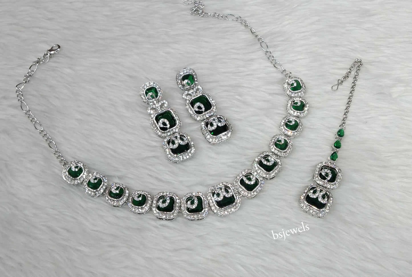 Silver Green Necklace Hallie sets