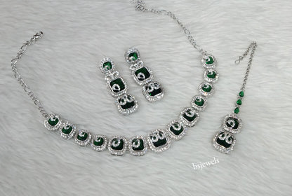 Silver Green Necklace Hallie sets