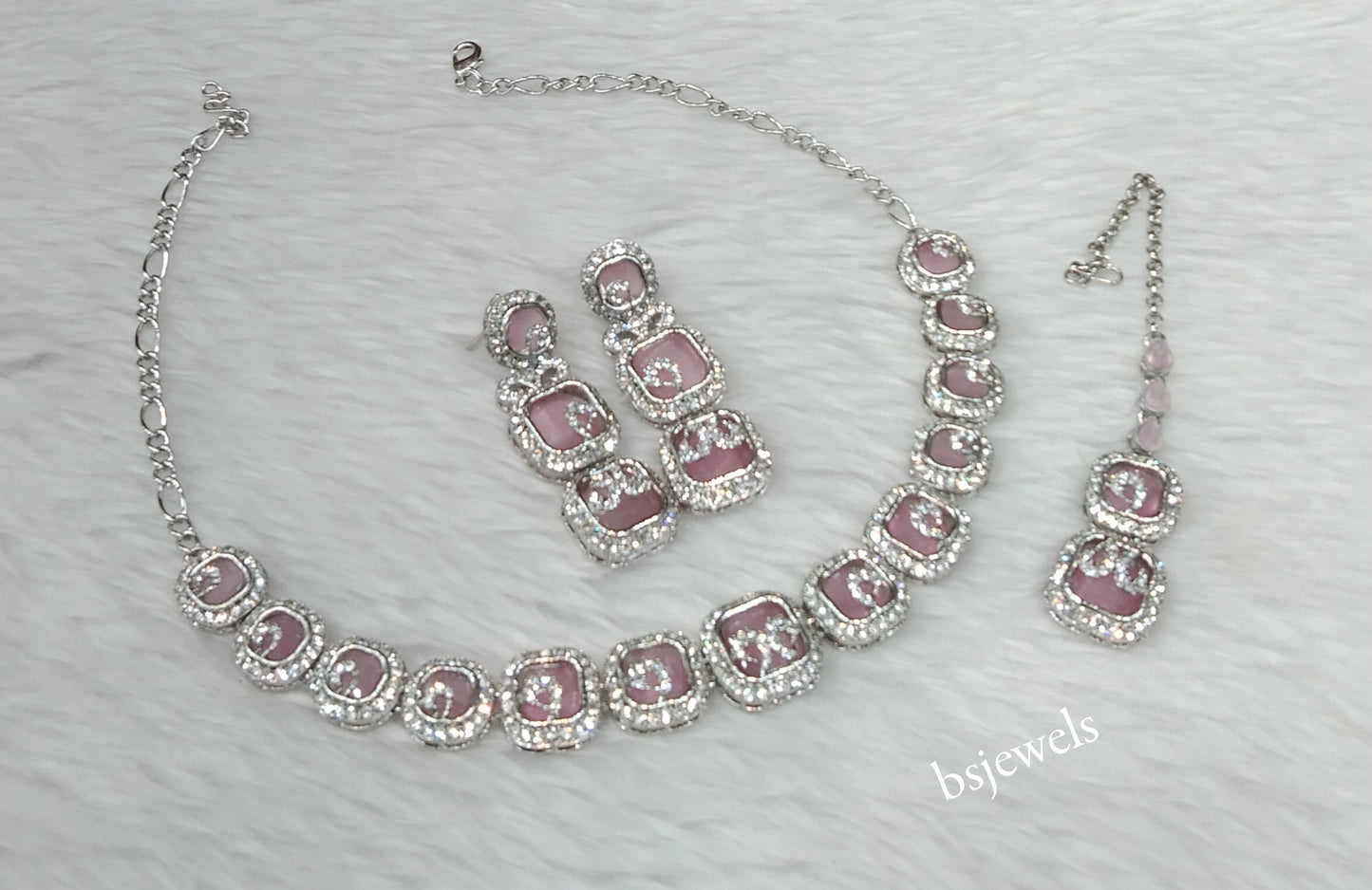 Silver Pink Necklace Hallie sets