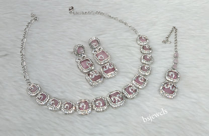 Silver Pink Necklace Hallie sets