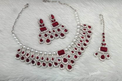 Silver Mroon Necklace Kylie sets