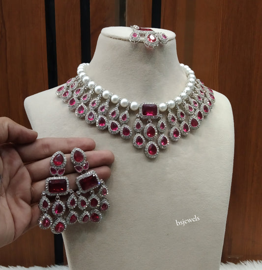 Silver Ruby Necklace Kylie sets