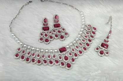Silver Ruby Necklace Kylie sets