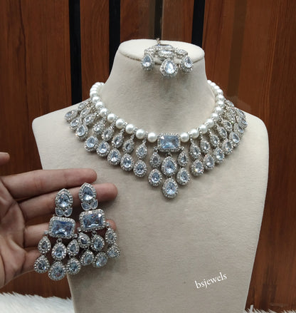 Silver White Necklace Kylie sets