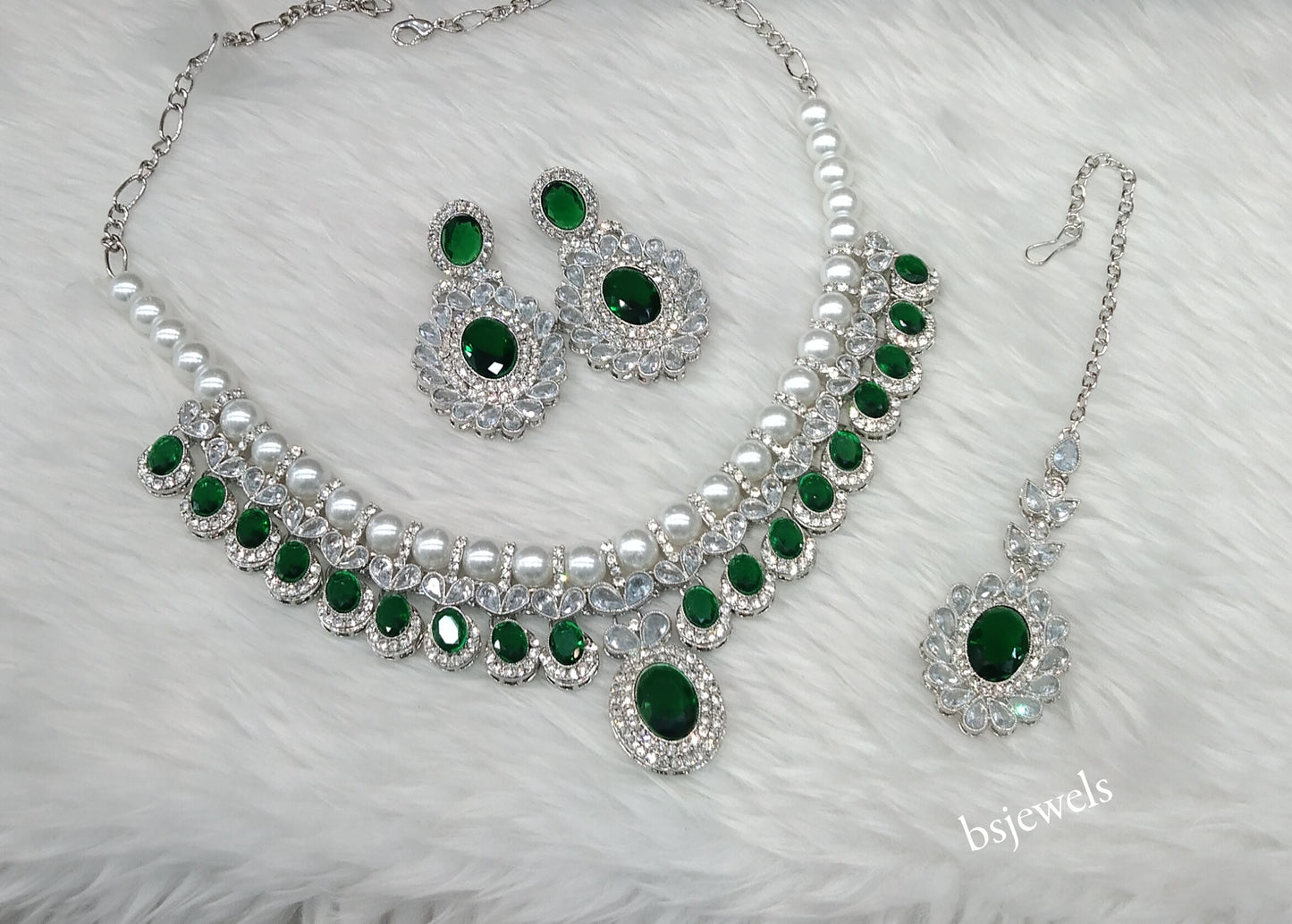 Silver Green Necklace Molly sets
