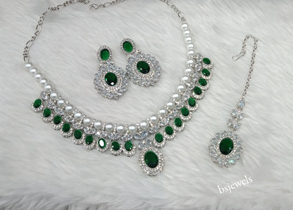 Silver Green Necklace Molly sets
