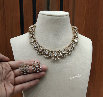 Antique White American Diamond Ad Eden Necklace Set