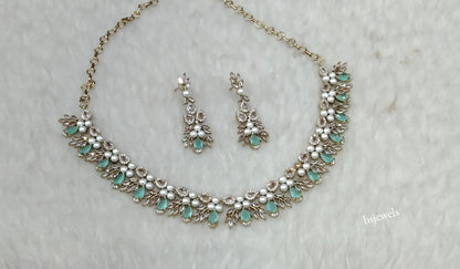 Antique Mint American Diamond Ad Riley Necklace Set
