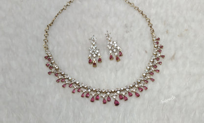 Antique Ruby American Diamond Ad Emery Necklace Sets