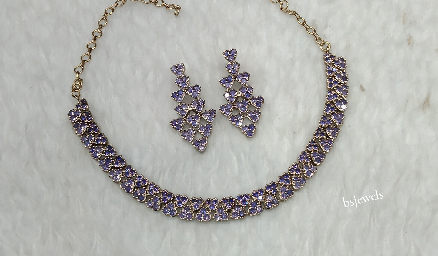 Antique Lavender American Diamond Ad Skylar Necklace Sets