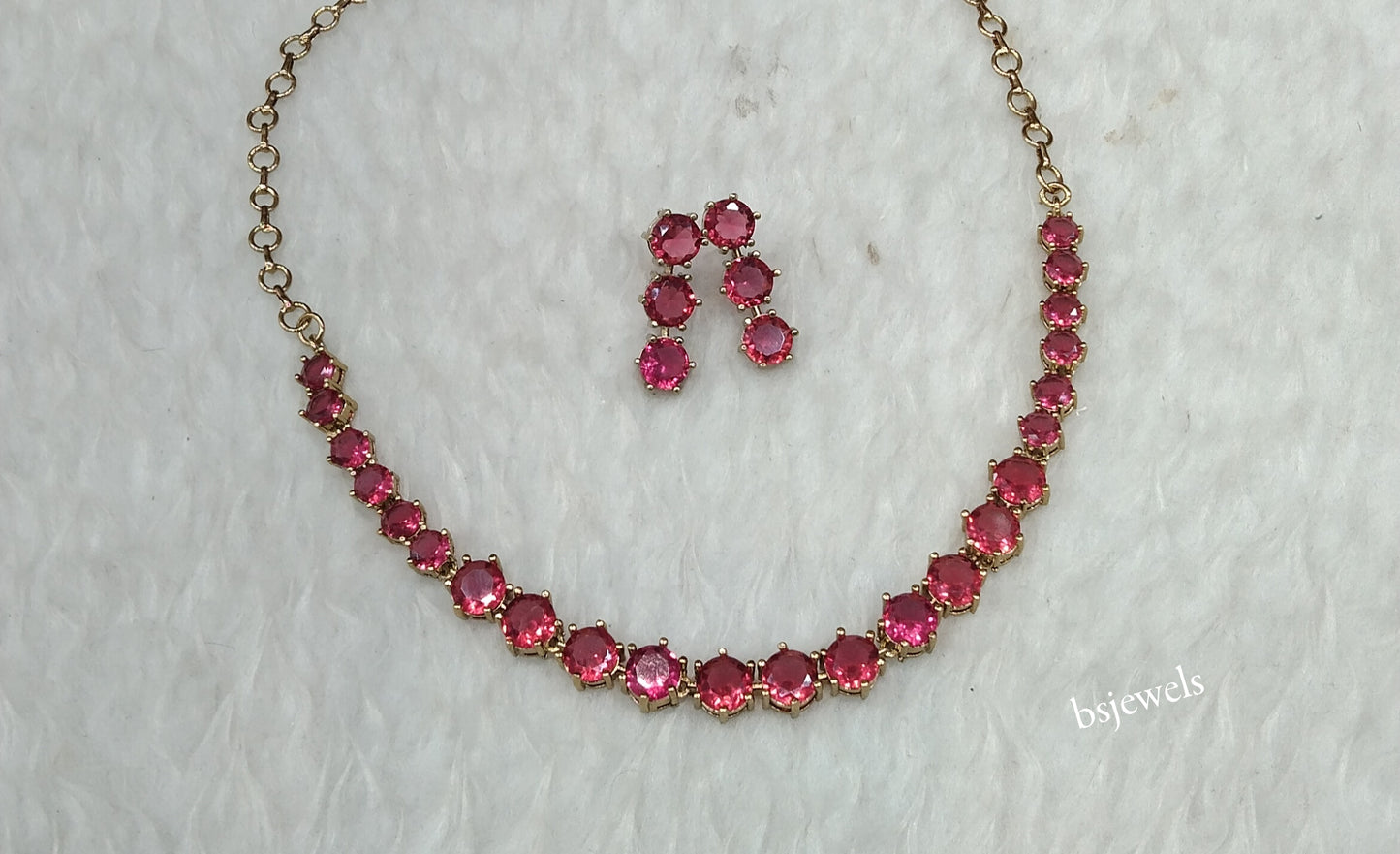 Antique Ruby American Diamond Ad Geet Necklace Sets
