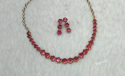 Antique Ruby American Diamond Ad Geet Necklace Sets