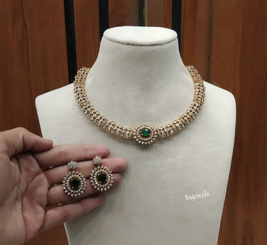 Antique Green American Diamond Ad Payton Necklace Sets