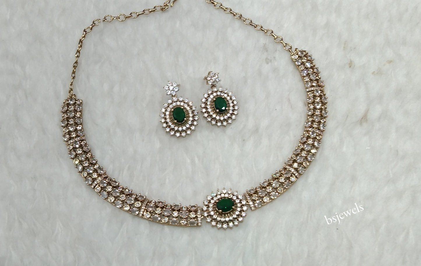 Antique Green American Diamond Ad Payton Necklace Sets