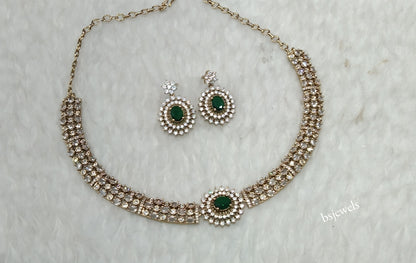 Antique Green American Diamond Ad Payton Necklace Sets