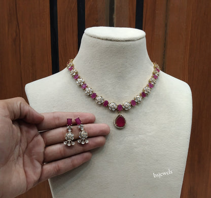 Antique Ruby American Diamond Ad Geeta Necklace Sets