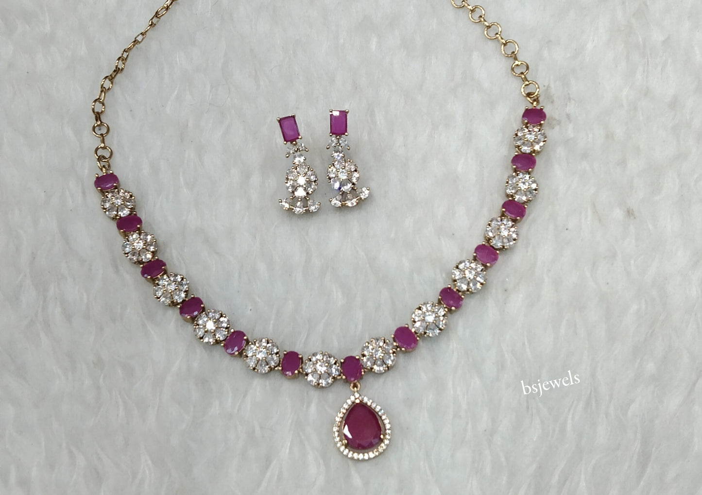Antique Ruby American Diamond Ad Geeta Necklace Sets