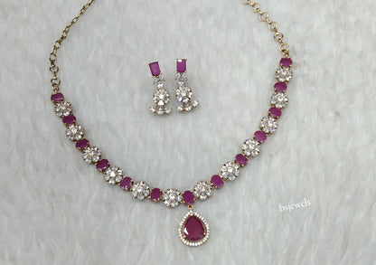 Antique Ruby American Diamond Ad Geeta Necklace Sets