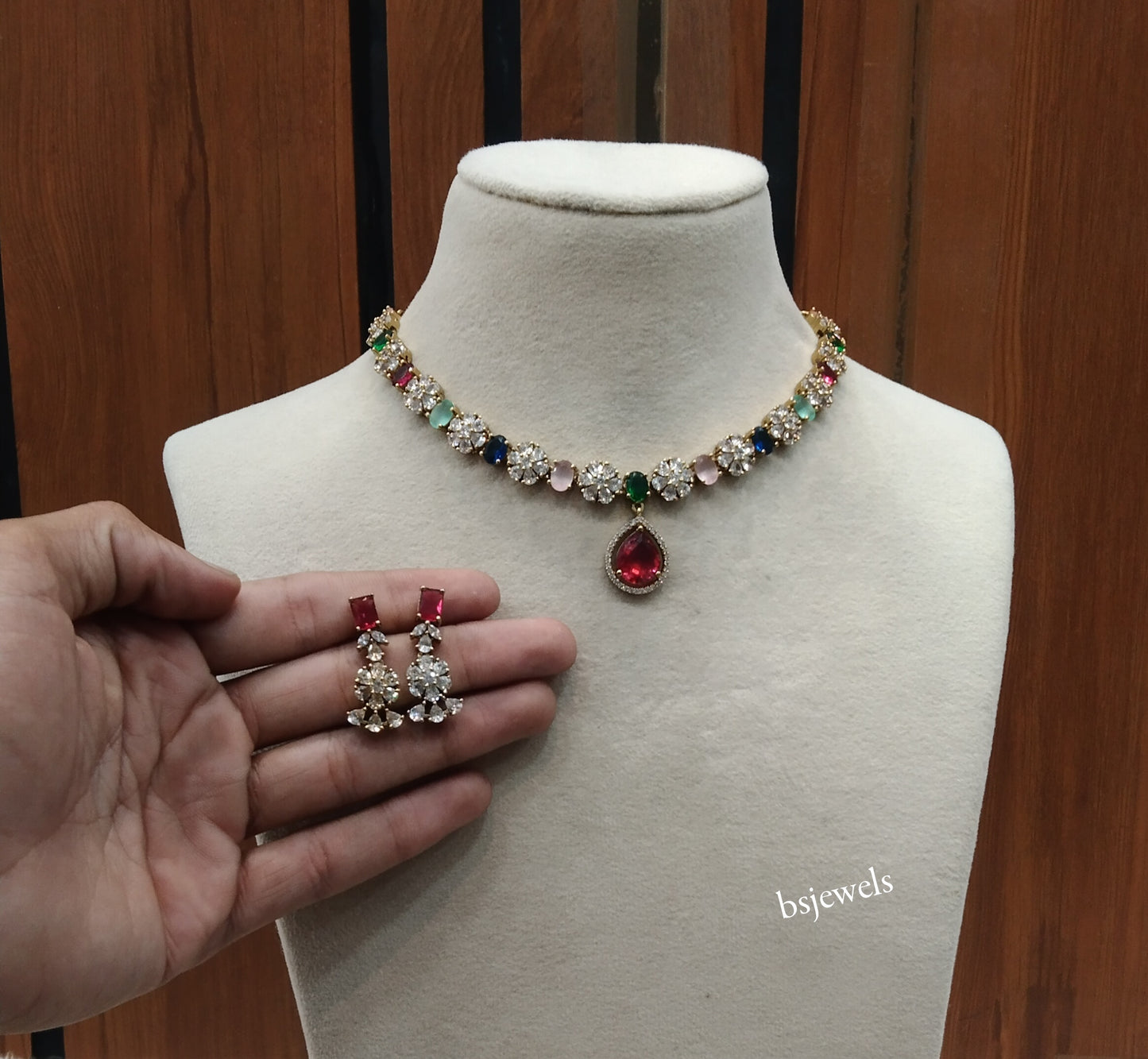 Antique Multi Color American Diamond Ad Geeta Necklace Sets