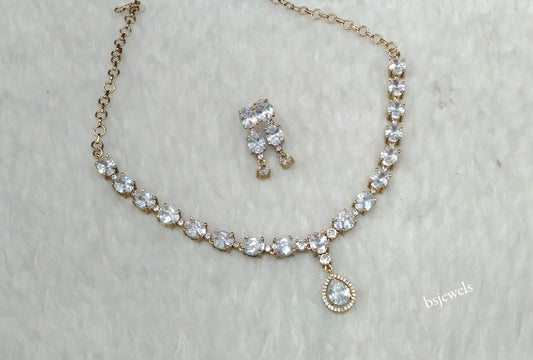 Antique White American Diamond Ad Finley Necklace Sets
