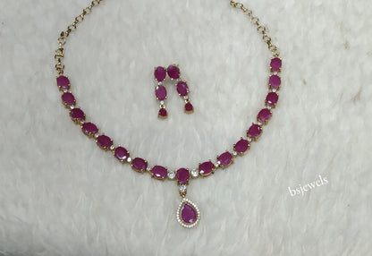 Antique Ruby American Diamond Ad Finley Necklace Sets