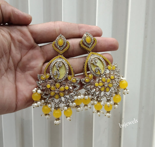 Antique Gold Yellow Bollywood Edna Earrings