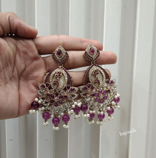Antique Gold Purple Bollywood Edna Earrings