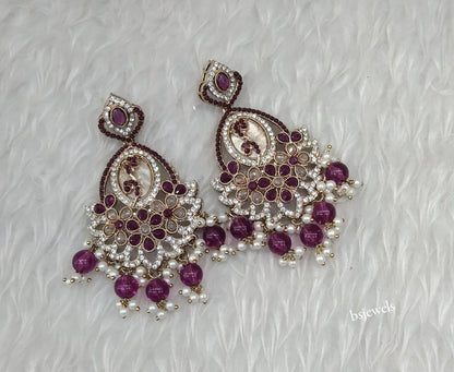 Antique Gold Purple Bollywood Edna Earrings