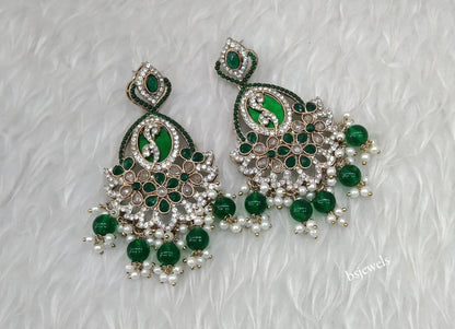 Antique Gold Green Bollywood Edna Earrings