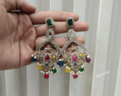 Antique Gold Multi Color Bollywood Edna Earrings