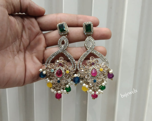 Antique Gold Multi Color Bollywood Edna Earrings