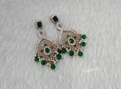 Antique Gold Green Bollywood Edna Earrings