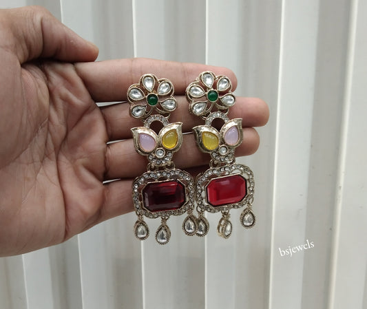 Antique Gold Multi Color Bollywood Dora Earrings