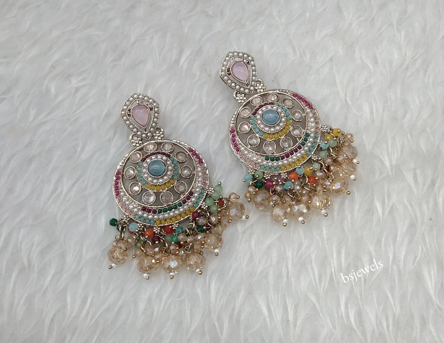 Antique Gold Multi Color Bollywood Agnes Earrings