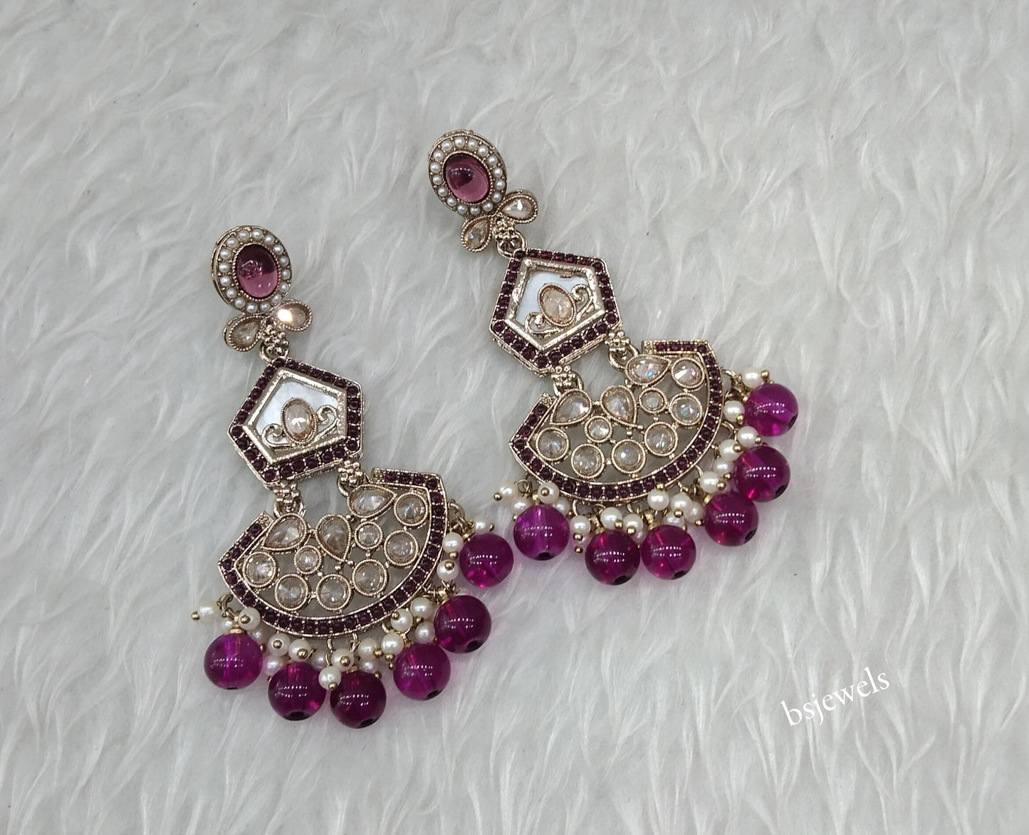 Antique Gold Purple Bollywood Agnes Earrings