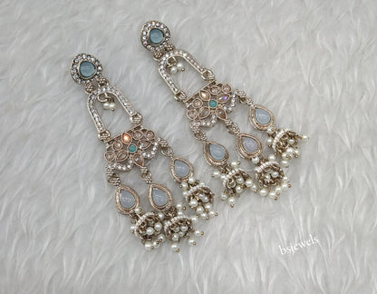 Antique Gold Sky Blue Bollywood Etta Earrings