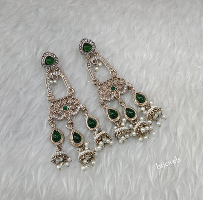 Antique Gold Green Bollywood Etta Earrings