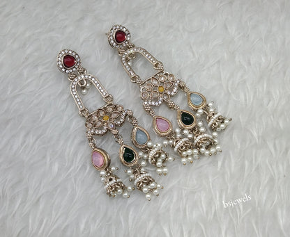 Antique Gold Multi Color Bollywood Etta Earrings