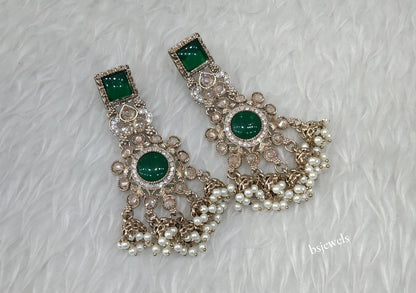 Antique Gold Green Bollywood Louka Earrings