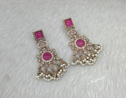 Antique Gold Majenta Bollywood Louka Earrings