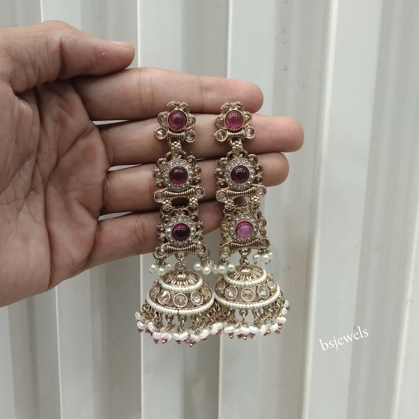 Antique Gold Purple Bollywood Louka Earrings